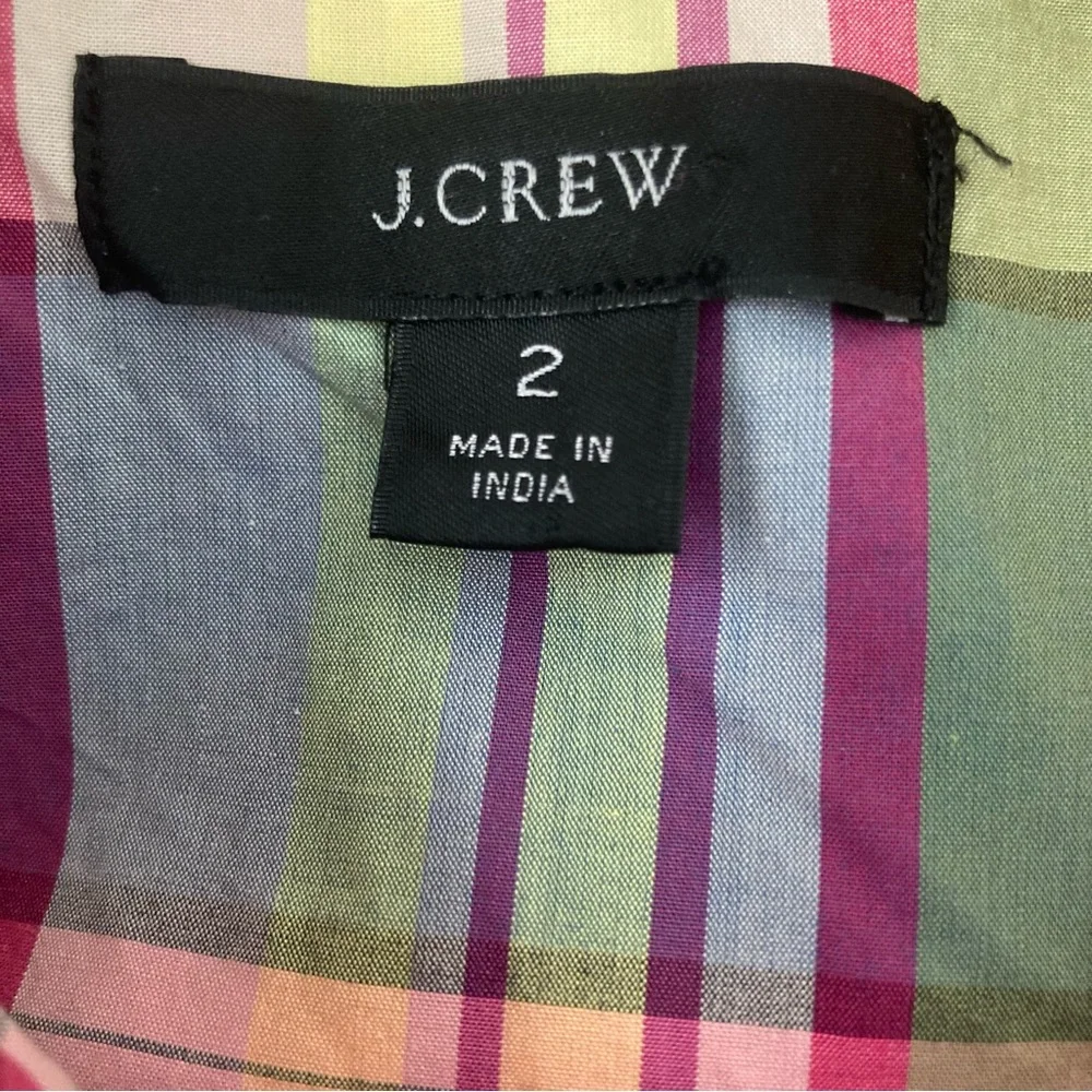 J. Crew Plaid Cotton Button Up A-line Dress 2 - Picture 6 of 7